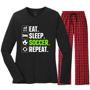 Cool Soccer Art For Team Sport Soccer Player Gift Women's Long Sleeve Flannel Pajama Set 