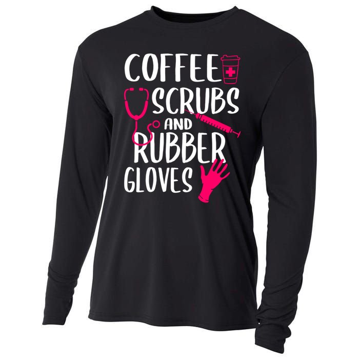 Coffee Scrubs And Rubber Gloves Medical Nurse Doctor Gift Cooling Performance Long Sleeve Crew