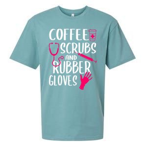 Coffee Scrubs And Rubber Gloves Medical Nurse Doctor Gift Sueded Cloud Jersey T-Shirt