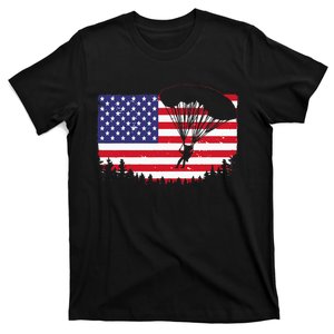 Cool Skydiving Art Wo Skydiver American Flag Skydive  T-Shirt