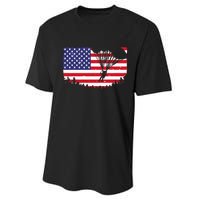 Cool Skydiving Art Wo Skydiver American Flag Skydive  Performance Sprint T-Shirt