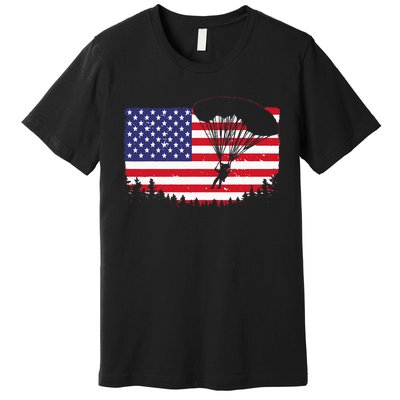 Cool Skydiving Art Wo Skydiver American Flag Skydive  Premium T-Shirt