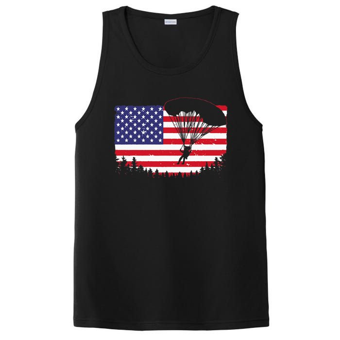 Cool Skydiving Art Wo Skydiver American Flag Skydive  PosiCharge Competitor Tank