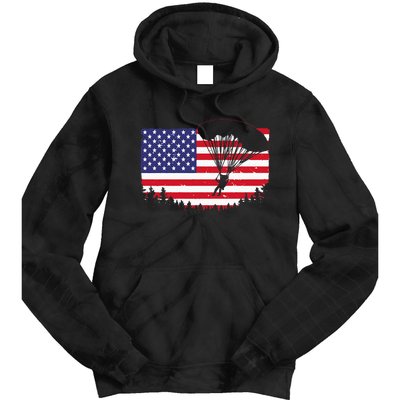 Cool Skydiving Art Wo Skydiver American Flag Skydive  Tie Dye Hoodie