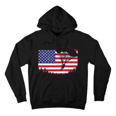 Cool Skydiving Art Wo Skydiver American Flag Skydive  Tall Hoodie