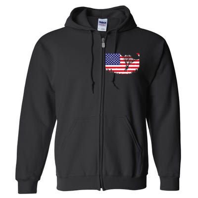 Cool Skydiving Art Wo Skydiver American Flag Skydive  Full Zip Hoodie