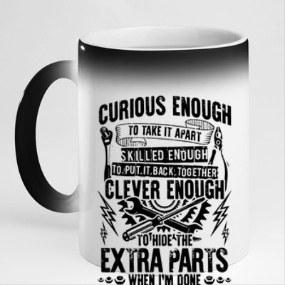 Curious, Skilled And Clever Funny Car Auto Truck Mechanic 11oz Black Color Changing Mug