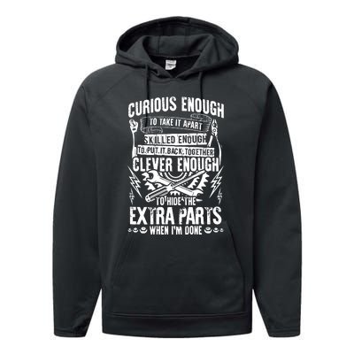 Curious, Skilled And Clever Funny Car Auto Truck Mechanic Performance Fleece Hoodie