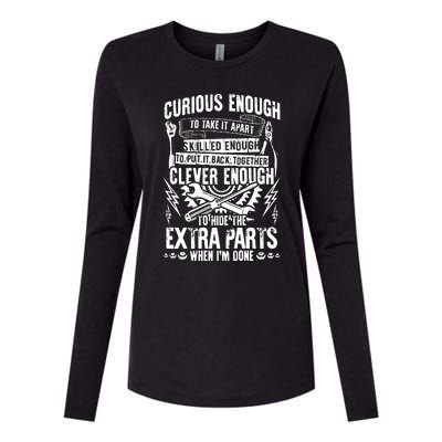 Curious, Skilled And Clever Funny Car Auto Truck Mechanic Womens Cotton Relaxed Long Sleeve T-Shirt