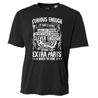 Curious, Skilled And Clever Funny Car Auto Truck Mechanic Cooling Performance Crew T-Shirt