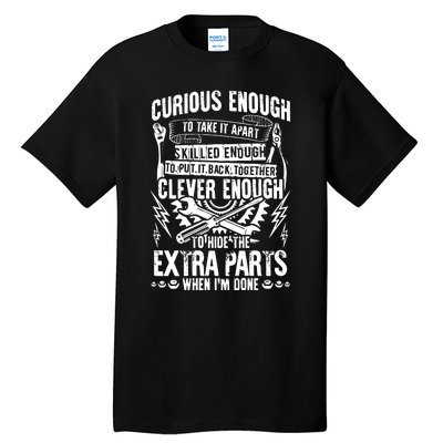 Curious, Skilled And Clever Funny Car Auto Truck Mechanic Tall T-Shirt