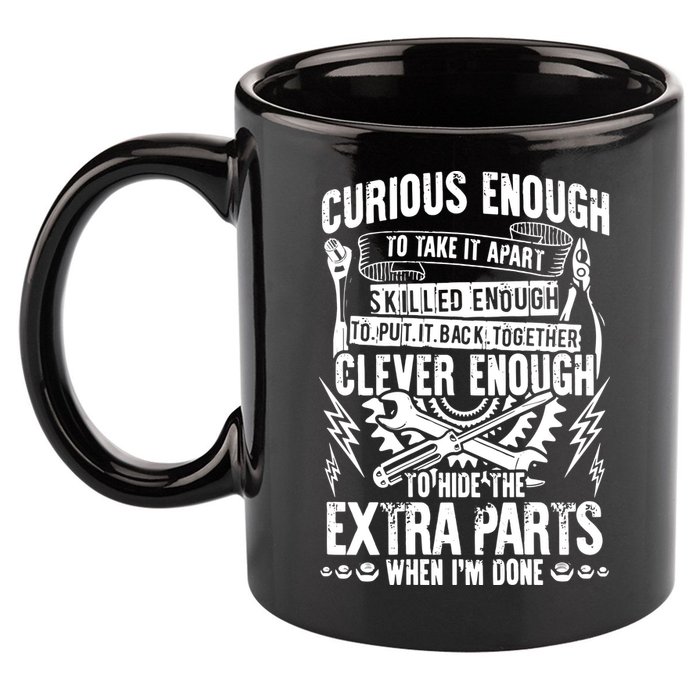 Curious, Skilled And Clever Funny Car Auto Truck Mechanic 11oz C Handle Ceramic Mug