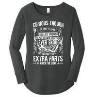 Curious, Skilled And Clever Funny Car Auto Truck Mechanic Women's Perfect Tri Tunic Long Sleeve Shirt