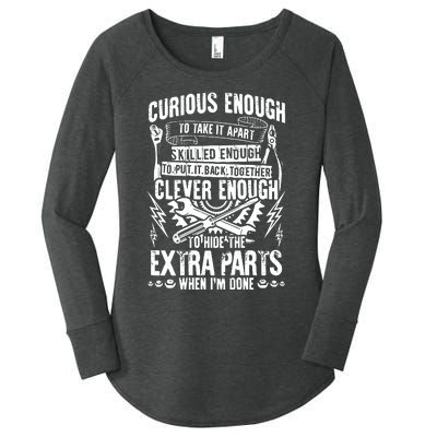 Curious, Skilled And Clever Funny Car Auto Truck Mechanic Women's Perfect Tri Tunic Long Sleeve Shirt