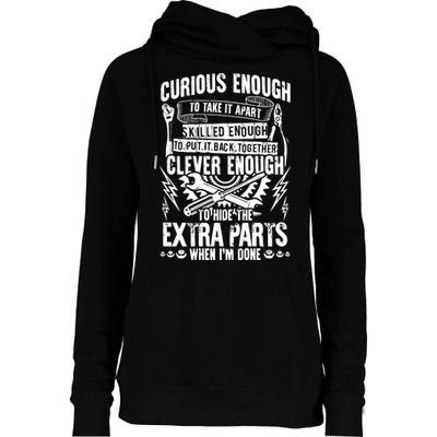 Curious, Skilled And Clever Funny Car Auto Truck Mechanic Womens Funnel Neck Pullover Hood