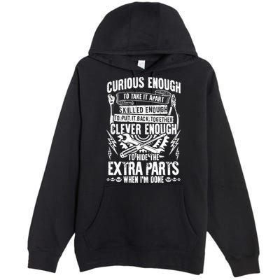 Curious, Skilled And Clever Funny Car Auto Truck Mechanic Premium Pullover Hoodie