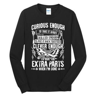 Curious, Skilled And Clever Funny Car Auto Truck Mechanic Tall Long Sleeve T-Shirt