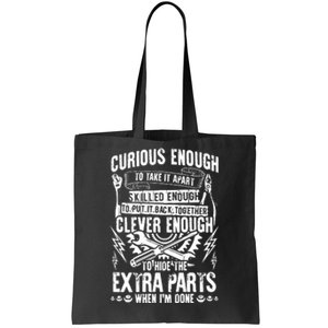 Curious, Skilled And Clever Funny Car Auto Truck Mechanic Tote Bag