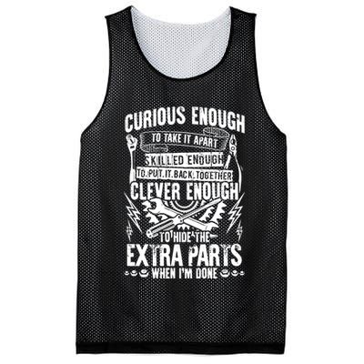 Curious, Skilled And Clever Funny Car Auto Truck Mechanic Mesh Reversible Basketball Jersey Tank