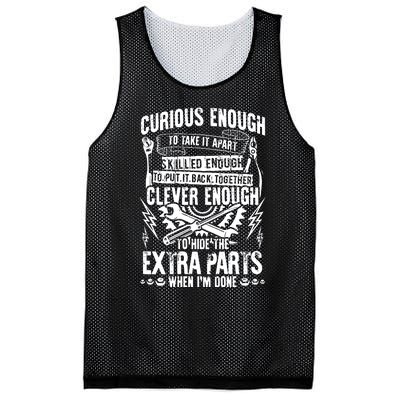 Curious, Skilled And Clever Funny Car Auto Truck Mechanic Mesh Reversible Basketball Jersey Tank