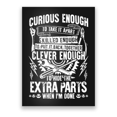 Curious, Skilled And Clever Funny Car Auto Truck Mechanic Poster