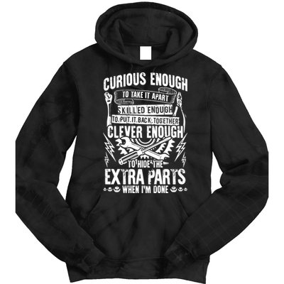 Curious, Skilled And Clever Funny Car Auto Truck Mechanic Tie Dye Hoodie
