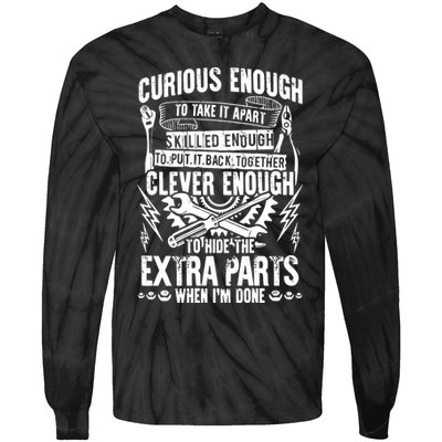 Curious, Skilled And Clever Funny Car Auto Truck Mechanic Tie-Dye Long Sleeve Shirt