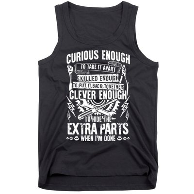Curious, Skilled And Clever Funny Car Auto Truck Mechanic Tank Top