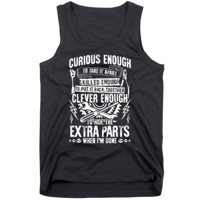 Curious, Skilled And Clever Funny Car Auto Truck Mechanic Tank Top