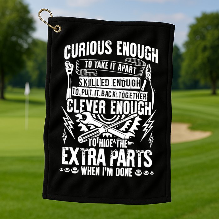 Curious, Skilled And Clever Funny Car Auto Truck Mechanic Golf Towel
