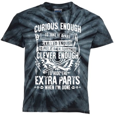 Curious, Skilled And Clever Funny Car Auto Truck Mechanic Kids Tie-Dye T-Shirt