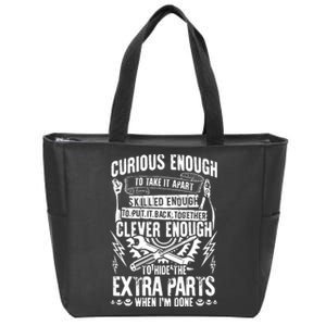 Curious, Skilled And Clever Funny Car Auto Truck Mechanic Zip Tote Bag