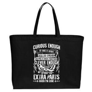 Curious, Skilled And Clever Funny Car Auto Truck Mechanic Cotton Canvas Jumbo Tote