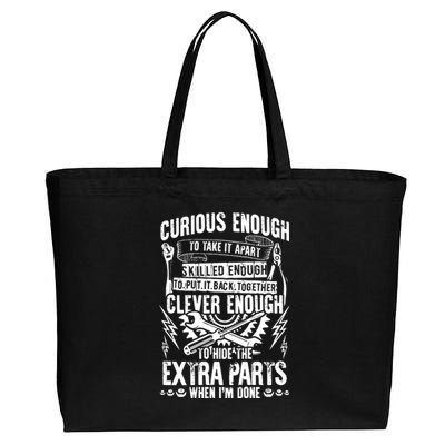 Curious, Skilled And Clever Funny Car Auto Truck Mechanic Cotton Canvas Jumbo Tote