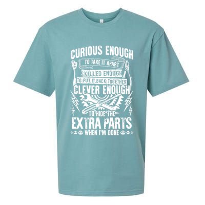 Curious, Skilled And Clever Funny Car Auto Truck Mechanic Sueded Cloud Jersey T-Shirt