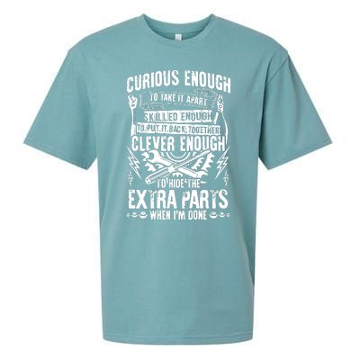 Curious, Skilled And Clever Funny Car Auto Truck Mechanic Sueded Cloud Jersey T-Shirt