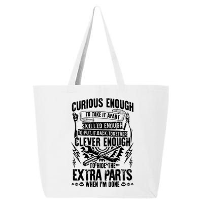 Curious, Skilled And Clever Funny Car Auto Truck Mechanic 25L Jumbo Tote