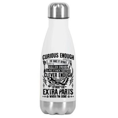 Curious, Skilled And Clever Funny Car Auto Truck Mechanic Stainless Steel Insulated Water Bottle