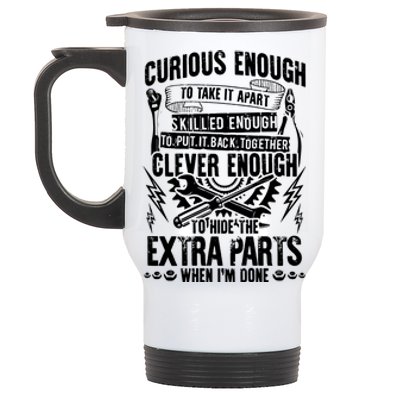 Curious, Skilled And Clever Funny Car Auto Truck Mechanic Stainless Steel Travel Mug