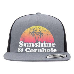 Cornhole Sunshine And Cornhole Flat Bill Trucker Hat