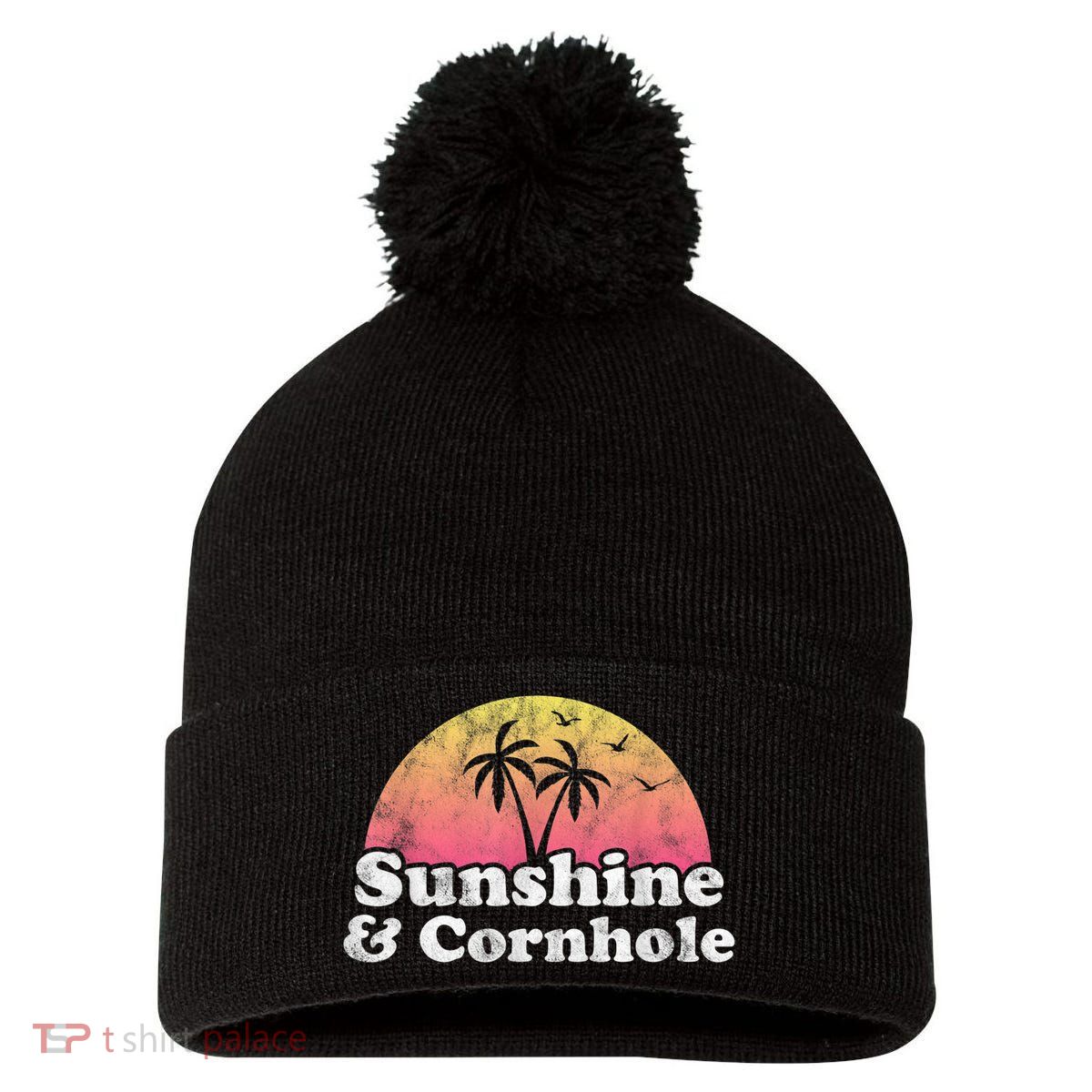 Cornhole Sunshine And Cornhole Pom Pom 12in Knit Beanie