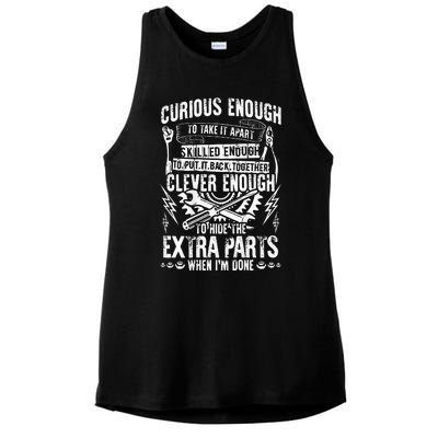 Curious Skilled And Clever Funny Car Auto Truck Mechanic Ladies PosiCharge Tri-Blend Wicking Tank