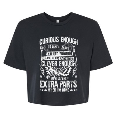 Curious Skilled And Clever Funny Car Auto Truck Mechanic Bella+Canvas Jersey Crop Tee