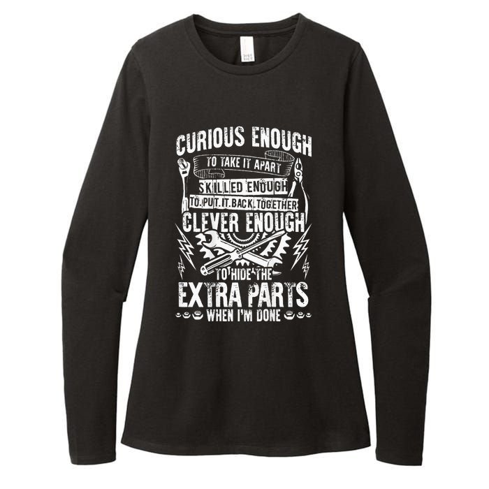 Curious Skilled And Clever Funny Car Auto Truck Mechanic Womens CVC Long Sleeve Shirt