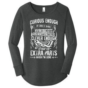 Curious Skilled And Clever Funny Car Auto Truck Mechanic Women's Perfect Tri Tunic Long Sleeve Shirt