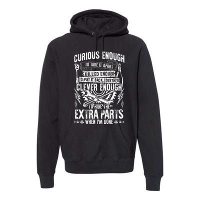 Curious Skilled And Clever Funny Car Auto Truck Mechanic Premium Hoodie