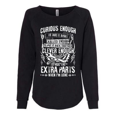 Curious Skilled And Clever Funny Car Auto Truck Mechanic Womens California Wash Sweatshirt