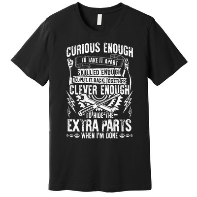 Curious Skilled And Clever Funny Car Auto Truck Mechanic Premium T-Shirt