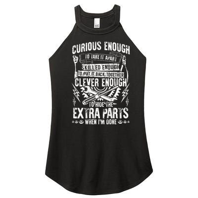 Curious Skilled And Clever Funny Car Auto Truck Mechanic Women's Perfect Tri Rocker Tank