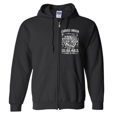 Curious Skilled And Clever Funny Car Auto Truck Mechanic Full Zip Hoodie